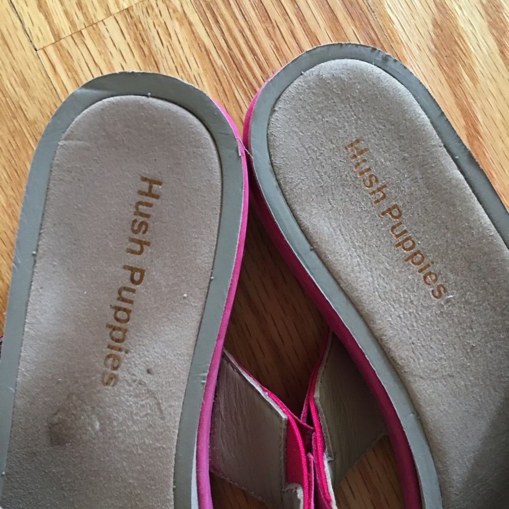 Hush puppies leather flatform Barbie pink slide sandals - Picture 5 of 7